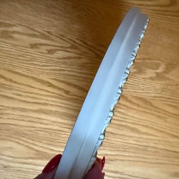 Framed Cross Stitch Ballerina Shoes In Gorgeous white with Gold Oval Wood Frame - Picture 6 of 8